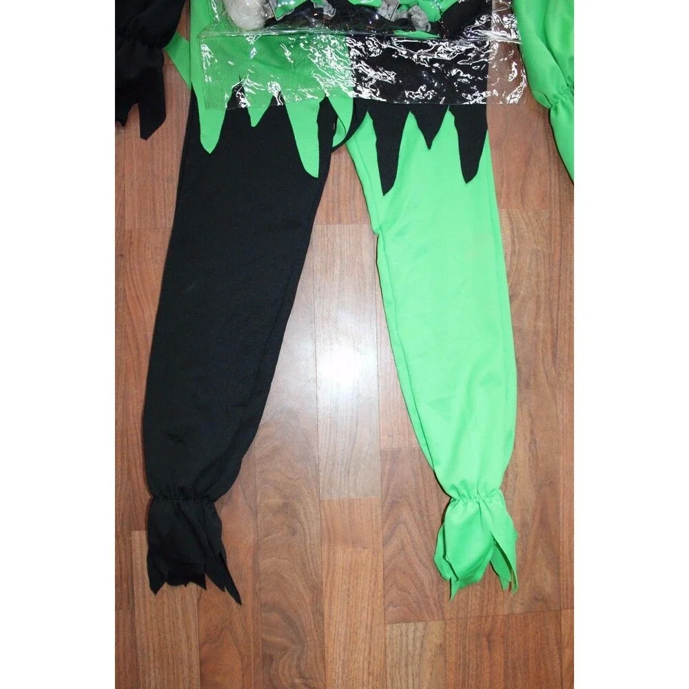 Boys LRG 10 12 Evil‎ Jester Joker Halloween Renaissance Costume Skeleton NEW